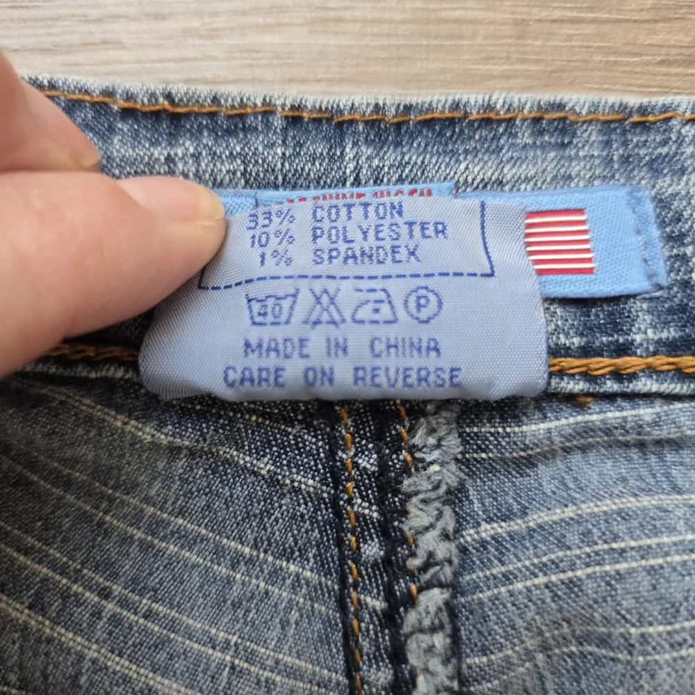 Y2K Apollo Jeans Straight Leg Capri Lowrise Front Pockets Button Detail Sz 11/12 - Picture 6 of 10
